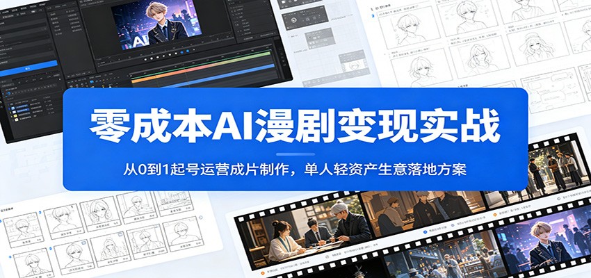 零成本AI漫剧变现实战：从0到1起号运营成片制作，单人轻资产生意落地方案-艺川网创