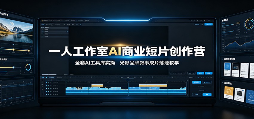 一人工作室AI商业短片创作营:全套AI工具库实操,光影品牌叙事成片落地教学-艺川网创