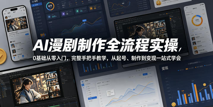 AI漫剧制作全流程实操，0基础从零入门，完整手把手教学，从起号、制作到变现一站式学会(更新)-艺川网创