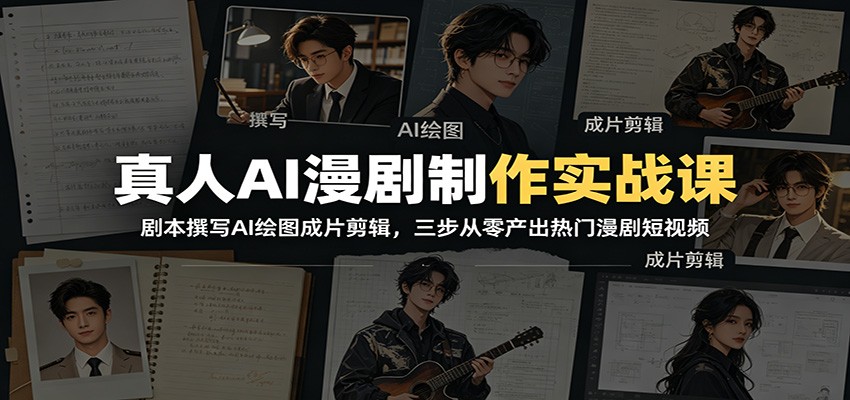 真人AI漫剧制作实战课：剧本撰写AI绘图成片剪辑，三步从零产出热门漫剧短视频-艺川网创