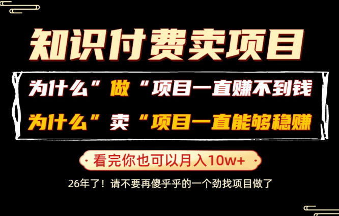 普通人为什么能够靠卖项目轻松月入10W+，而做项目却容易成炮灰，卖项目为什么能够稳賺不赔？【揭秘】-艺川网创