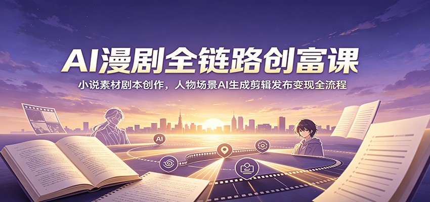 AI漫剧全链路创富课：小说素材剧本创作，人物场景AI生成剪辑发布变现全流程-艺川网创