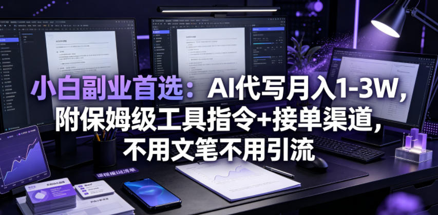 小白副业首选：AI代写月入1-3W，附保姆级工具指令+接单渠道，不用文笔不用引流【揭秘】-艺川网创