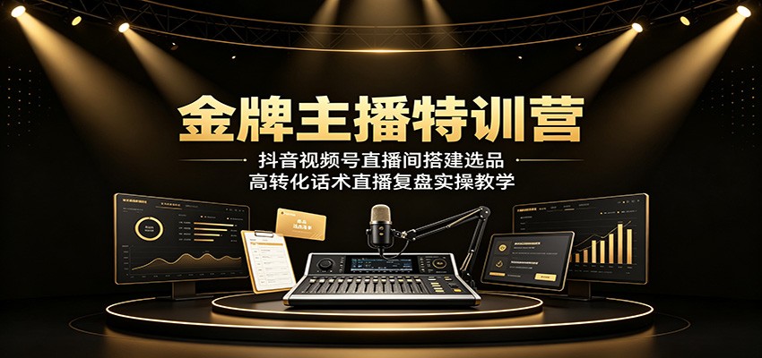 金牌主播特训营：抖音视频号直播间搭建选品，高转化话术直播复盘实操教学-艺川网创