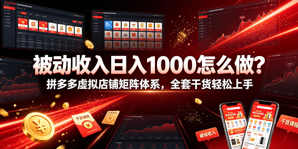 被动收入日入1000怎么做？拼多多虚拟店铺矩阵体系，全套干货轻松上手【揭秘】-艺川网创