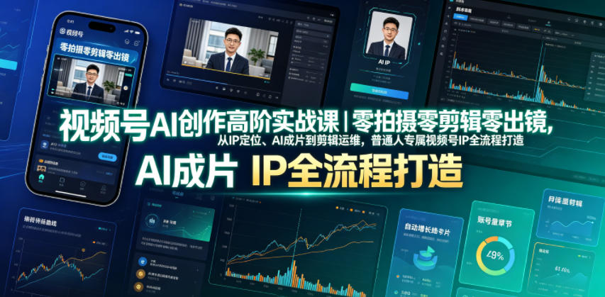 视频号AI创作高阶实战课｜零拍摄零剪辑零出镜，从IP定位、AI成片到剪辑运维，普通人专属视频号IP全流程打造-艺川网创
