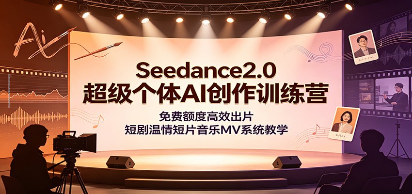 Seedance2.0超级个体AI创作训练营:免费额度高效出片,短剧温情短片音乐MV系统教学-艺川网创