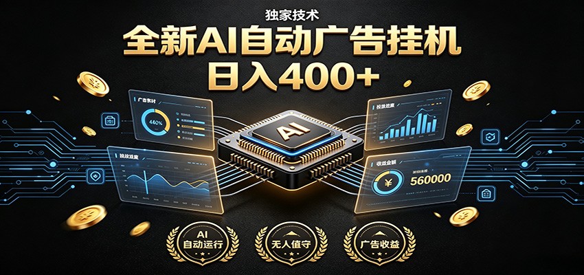 全新AI自动广告挂机 独家技术 躺赚400+ 全程无需人工值守-艺川网创