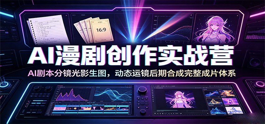 AI漫剧创作实战营：AI剧本分镜光影生图，动态运镜后期合成完整成片体系-艺川网创