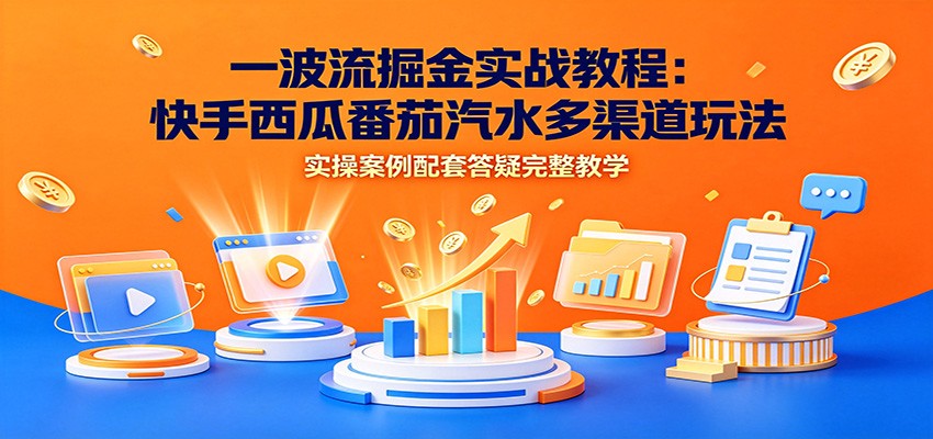 一波流掘金实战教程：快手西瓜番茄汽水多渠道玩法，实操案例配套答疑完整教学-艺川网创