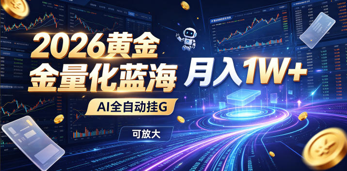 2026黄金量化蓝海:AI全自动挂G,月入1W+,可放大!【揭秘】-艺川网创