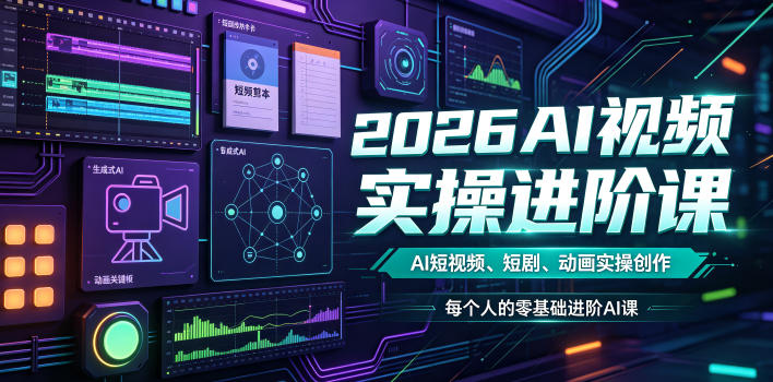 2026AI视频实操进阶课，AI短视频、短剧、动画实操创作，每个人的零基础进阶ai课-艺川网创