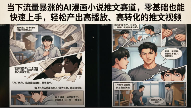 当下流量暴涨的AI漫画小说推文赛道，零基础也能快速上手，轻松产出高播放、高转化的推文视频-艺川网创