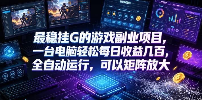 最稳挂G的游戏副业项目，一台电脑轻松每日收益几百，全自动运行，可以矩阵放大【揭秘】-艺川网创